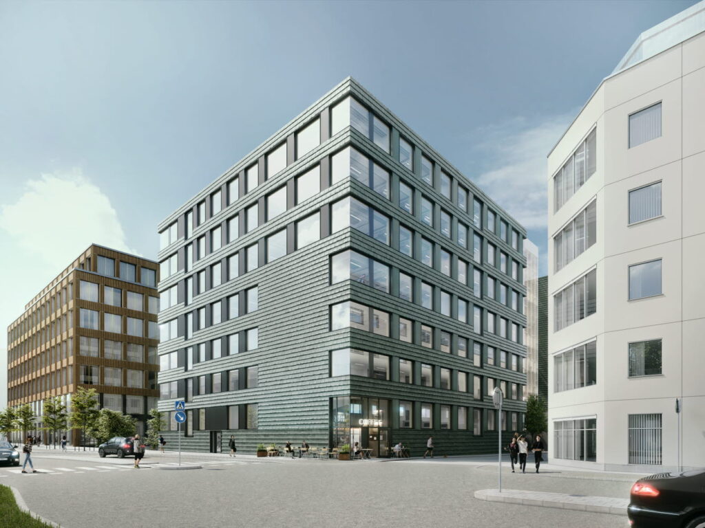 Den nya tilltänkta byggnaden. Illustration: White arkitekter